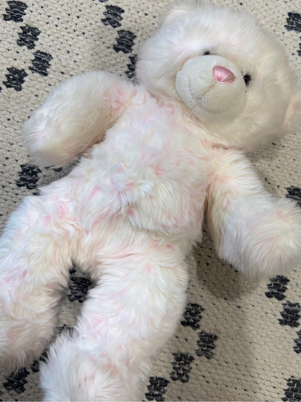 Build-A-Bear White Plush Bear with Pink Accents